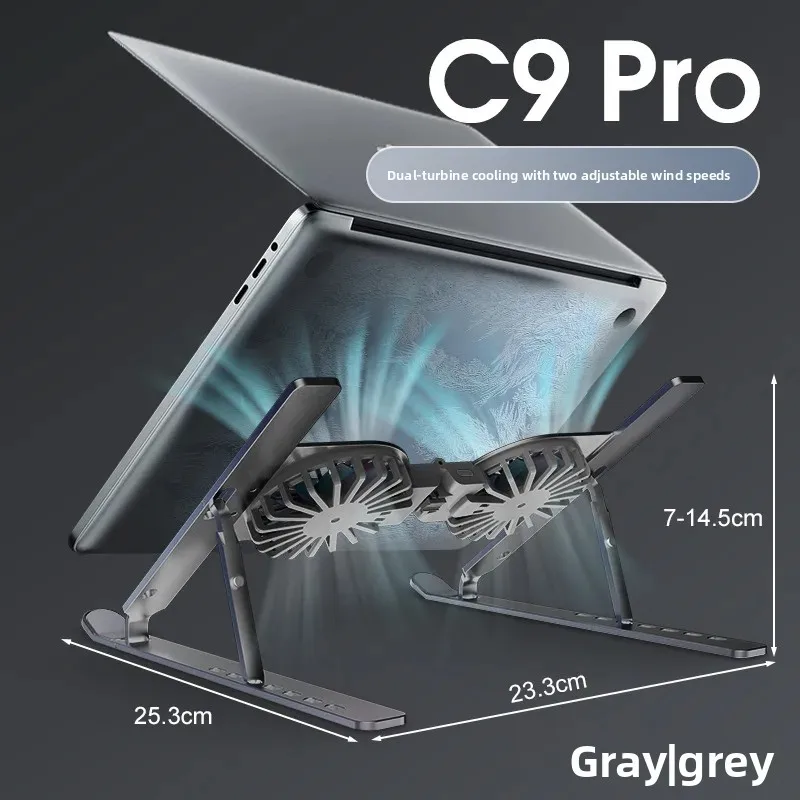 Metal Aluminum Alloy RGB LED Light Notebook Holder Radiator Three Gears Colorful Folding Lifting Portable