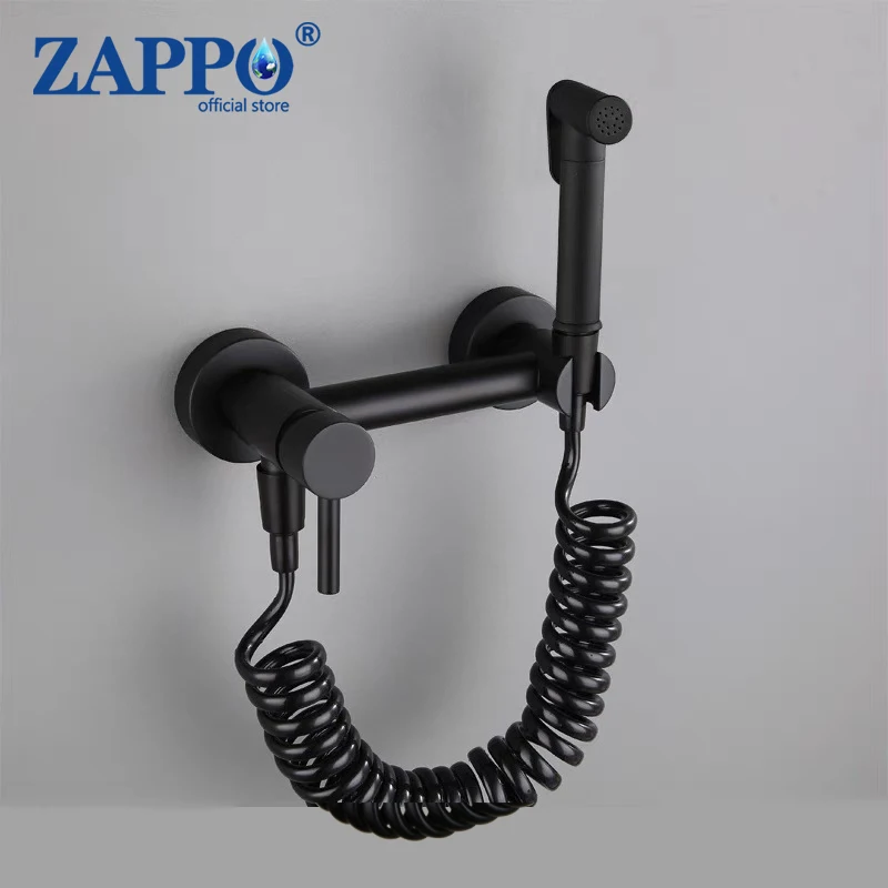 

ZAPPO черный смеситель для биде портативный распылитель для биде латунный смеситель для унитаза для ванной комнаты смеситель для биде с горячей и холодной водой насадка для душа в ванной комнате