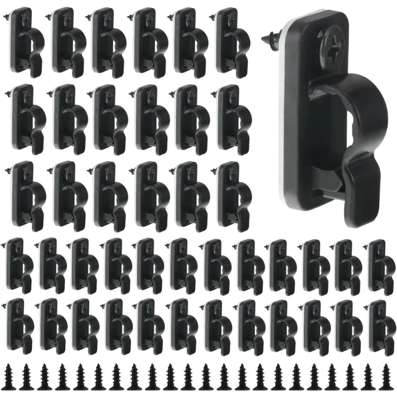 

60pcs Light String Fixing Clip Cable Hanger Garden Light String Hanging Hook With 60 Screws Fence Decoration Lighting Buckle