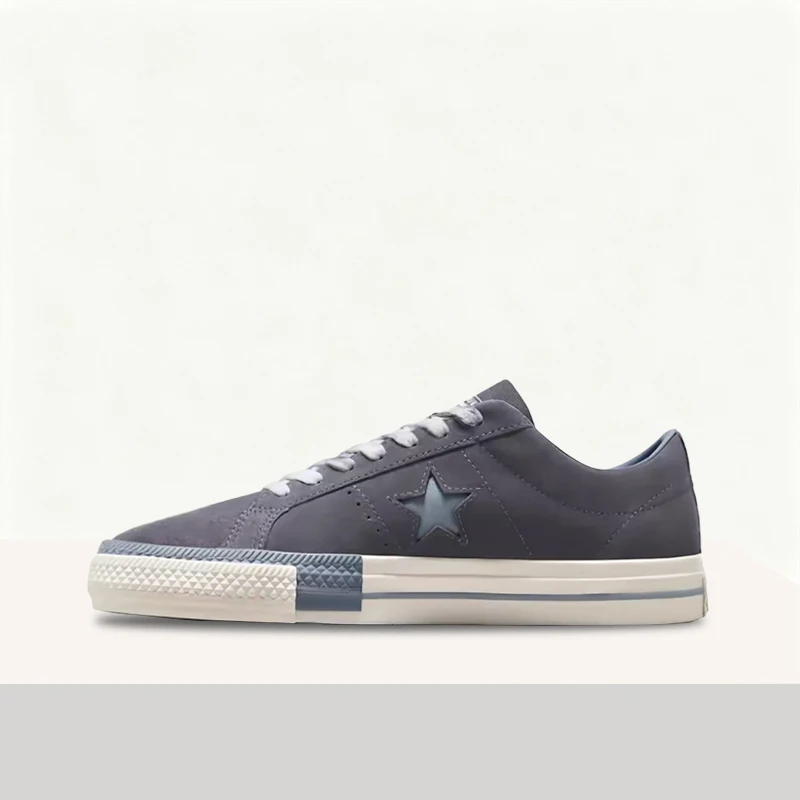 Converse One Star Pro Unisex Slate Gray Round-Toe Lace-Up Sneakers – Warm Slip-Resistant Durable Sole & Comfortable Fit A07972C