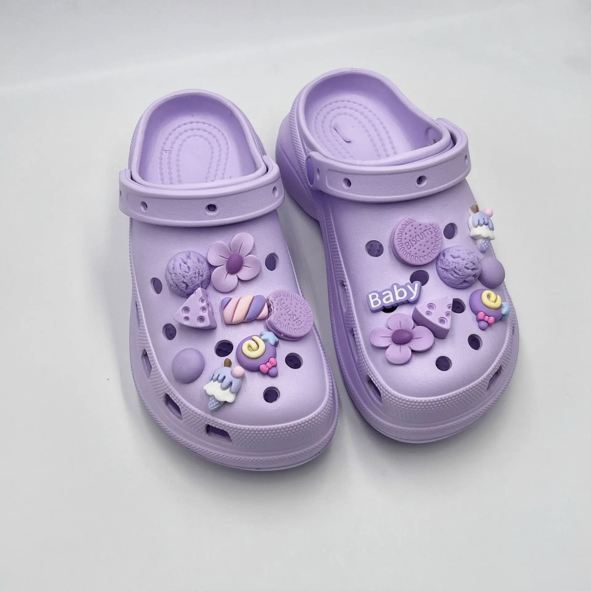 Purple Cheese Hole Shoe Charms Decorations Shoe Buckle Cartoon Candy DIY Shoes Flower Accessories