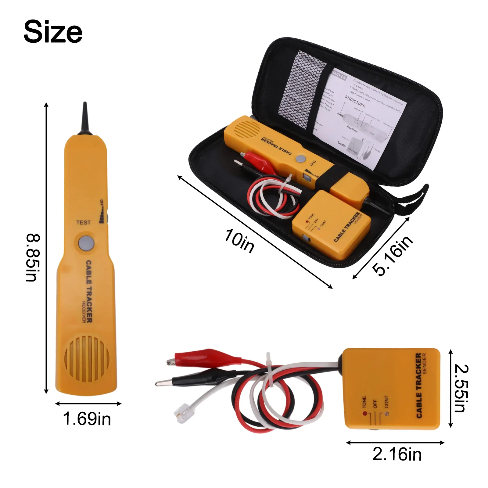 

1set Network Cable Tester RJ11 Line Finder Toner Electric Wire Tracer Pouch Measurement Analysis Instruments Parts