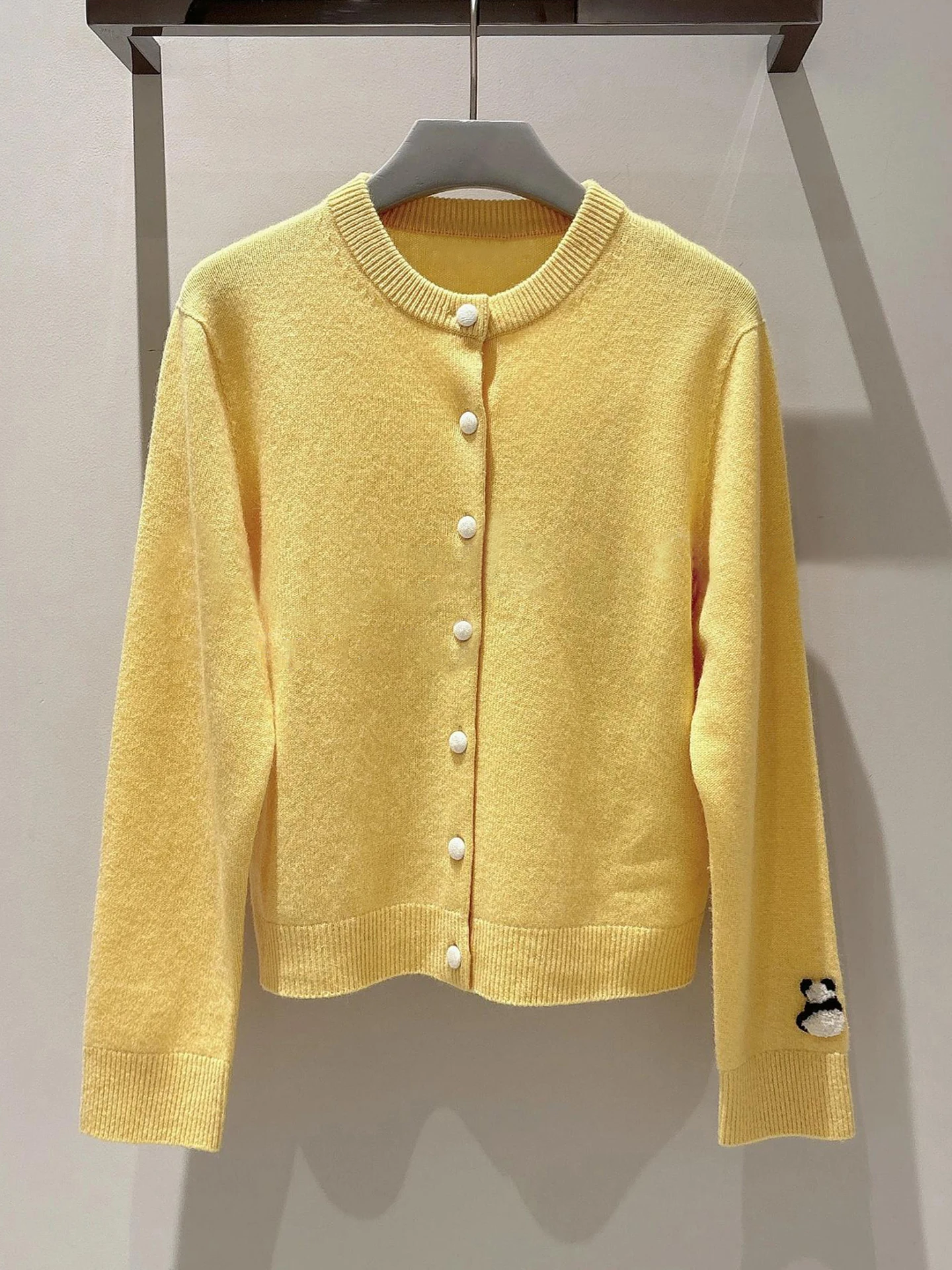 

Sweet Panda Knitted Cardigan Sweater Outerwear Midweight Long Sve round Ne Button up ort Sle Commute Faion Women's...