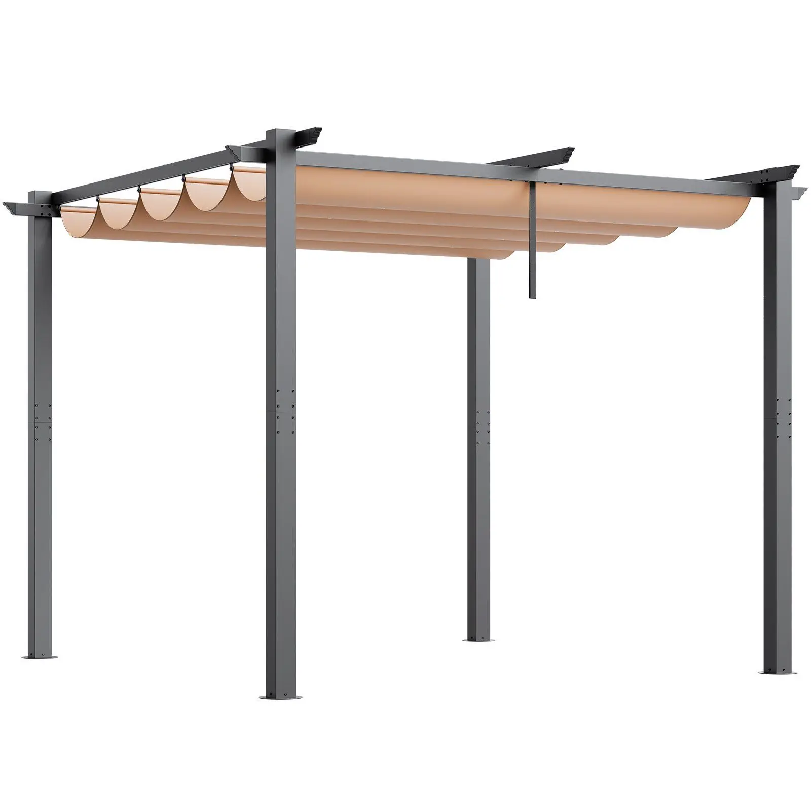 

10'x10' Outdoor Retractable Pergola with Sun Shade Canopy Aluminum Beige