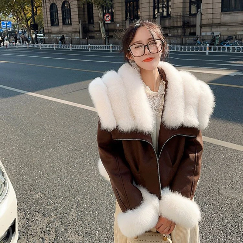 

Imitation Fur Coat Women's Jacket Thick Short Motorcycle Suit 2024 Winter Young New Model