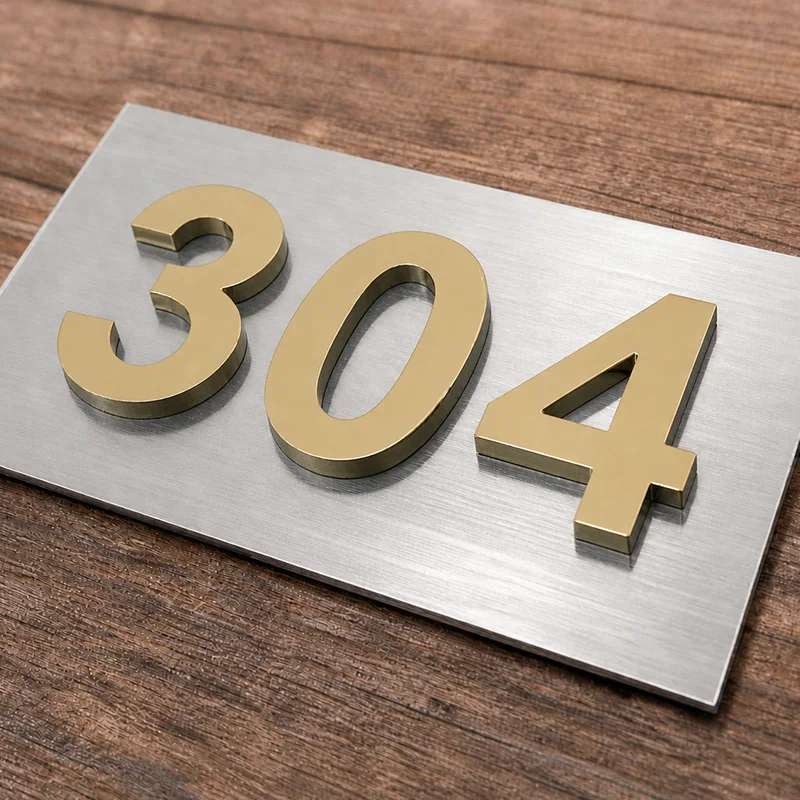Custom 3D Acrylic Apartment Door Number Sign Self Adhesive Room Office Hotel Number Plaque Black Gold Brushed Silver