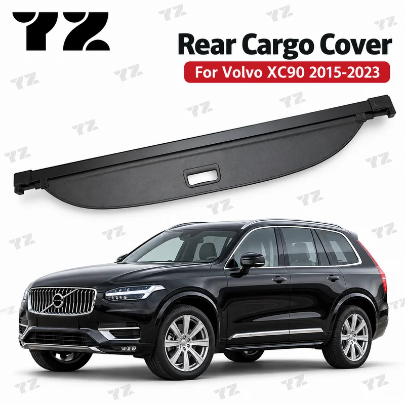YZ Rear Cargo Cover For Volvo XC90 T6 MK2 2015-2023 Trunk Curtain and Luggage Storage Partition Shield Organizer