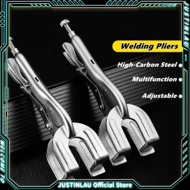 Pinza di bloccaggio per saldatura a forma di U da 9 pollici Pinza per morsetto per saldatura di metalli multifunzionale regolabile Rilascio rapido per una facile rimozione