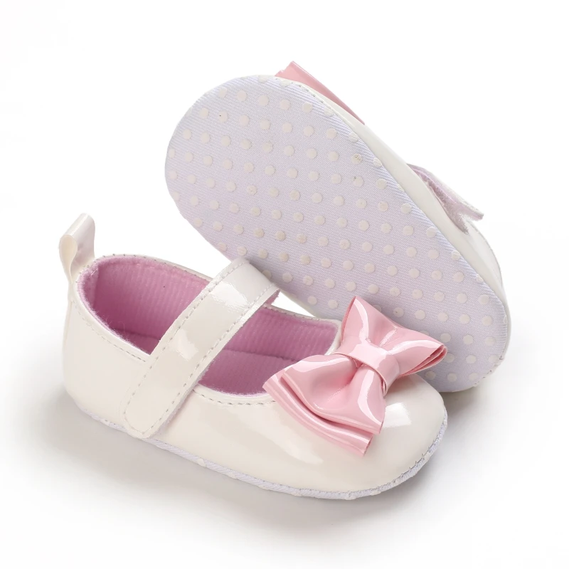 Baby Girls\' Soft Bottom Bowknot Princess Wedding Shoes Toddler Mary Jane Flats Newborn Infant Sneakers 0-18M