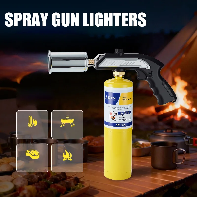 Large Flame Gun Lighter Adjustable Flame Size Safety Lock Design Smooth Appearance Design Comfortable Hand Feeling