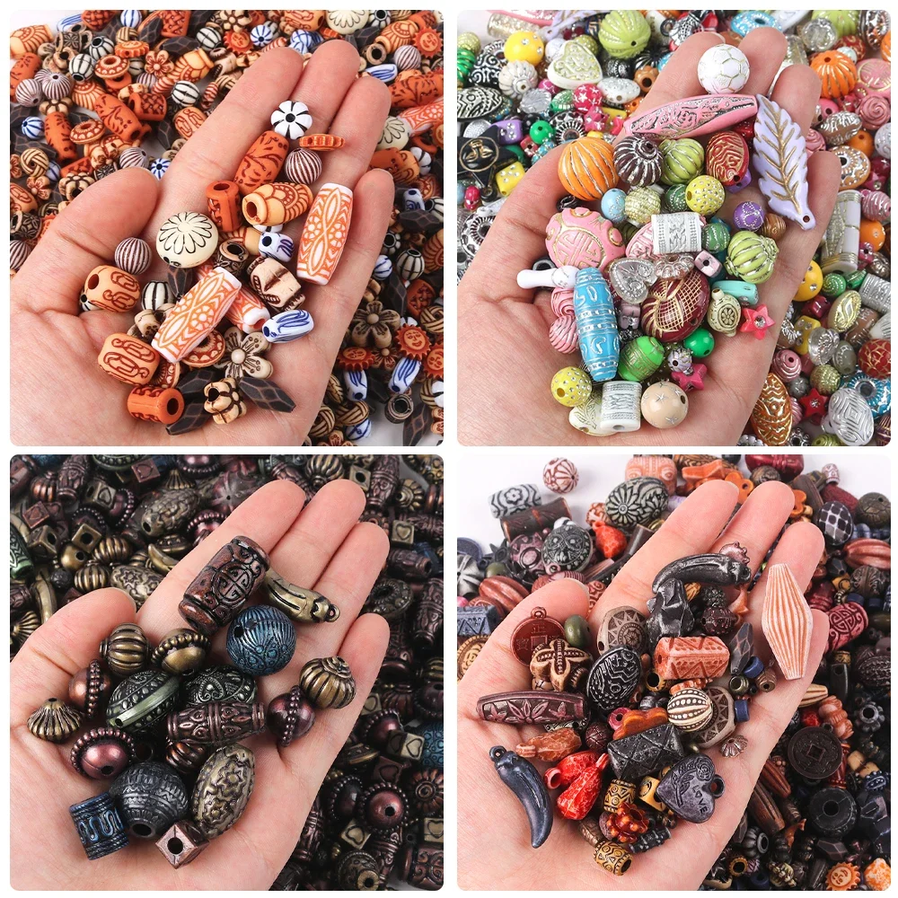 20g Acrylic Beads Retro Style Mixed Beads for DIY Handmade Bracelet Necklace Earring Jewelry Making Cellphone Strap Accessories