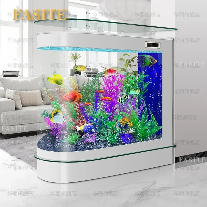 For 2026 New Light Luxury Bullet Fish Tank Living Room Floor to Ceiling Large Screen Partition Entrance Household No Water