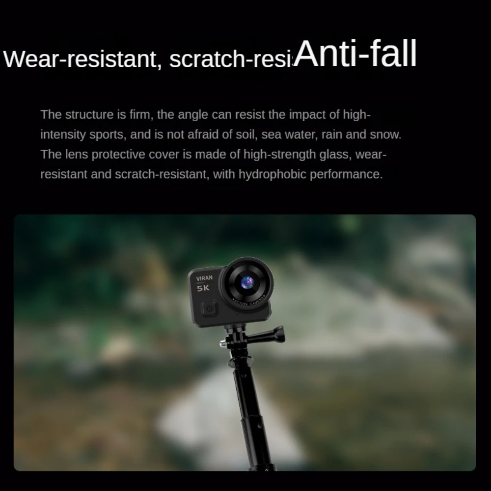 Image 3: Caméra d'action V10 5K, stabilisation d'image électronique, écran tactile de 2 pouces, caméra vidéo étanche, détection de mouvement, tableau de bord