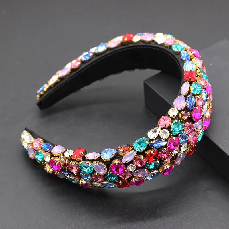 

Boho Gorgeous Full Diamante Padded Baroque Headbands Luxury Crystal Hairbands Women Rhinestone Tiara Bling Hair Accessories588