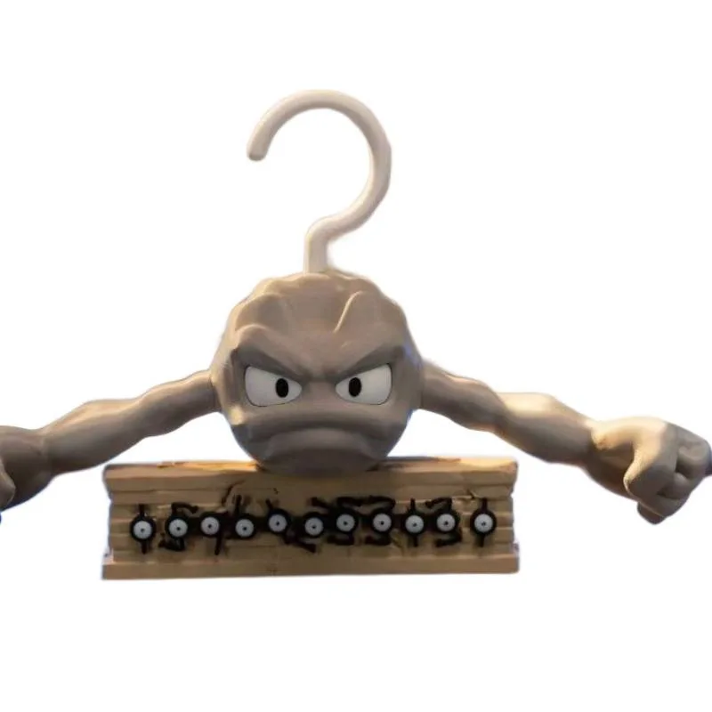 Anime Creative Hanger Funny 3D Printing Cartoon Geodude Action Figure Antislip Hangers Drying Rack Toys for Childre Gift
