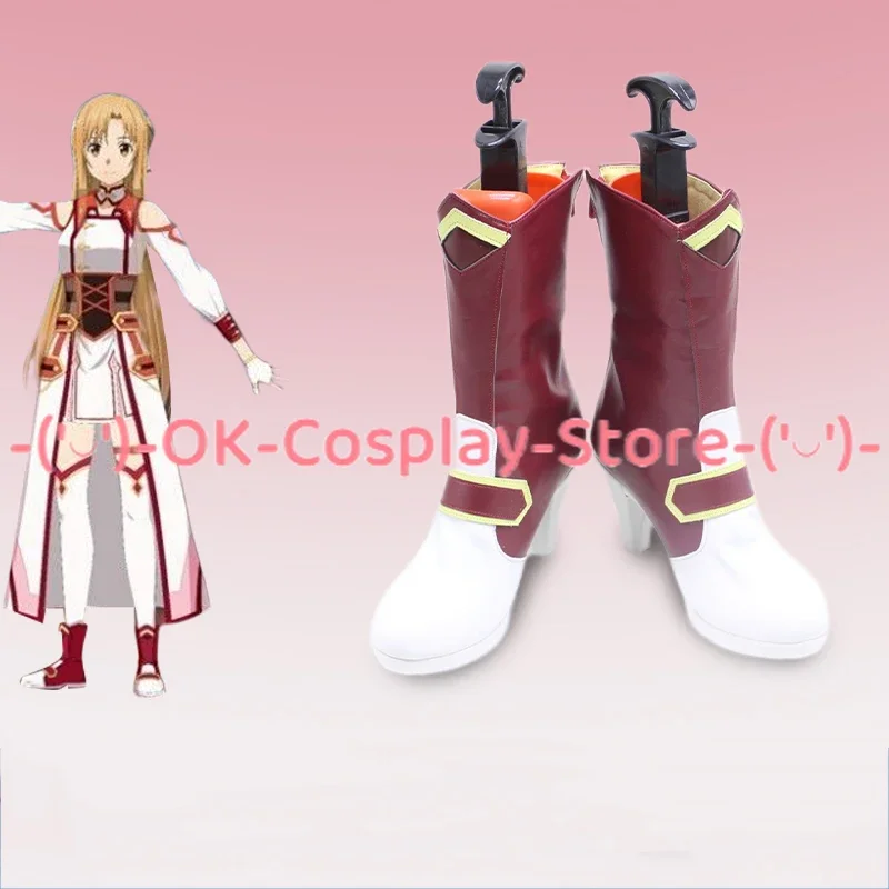 [Customized Size] Sword Art Online Asuna Yuuki Cosplay Shoes Knight Game Roleplay Prop Halloween Carnival Party Boots PU Leather view 3