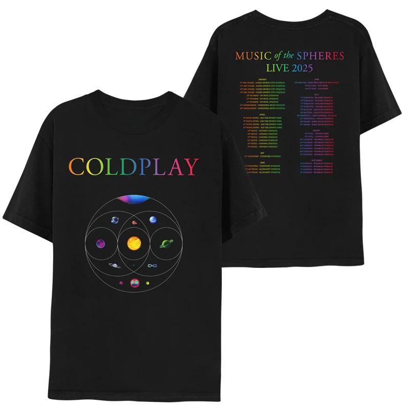 

2025 New High-quality Trend Coldplay Band Rock American Men's and Women's Casual Short-sleeved T-shirt