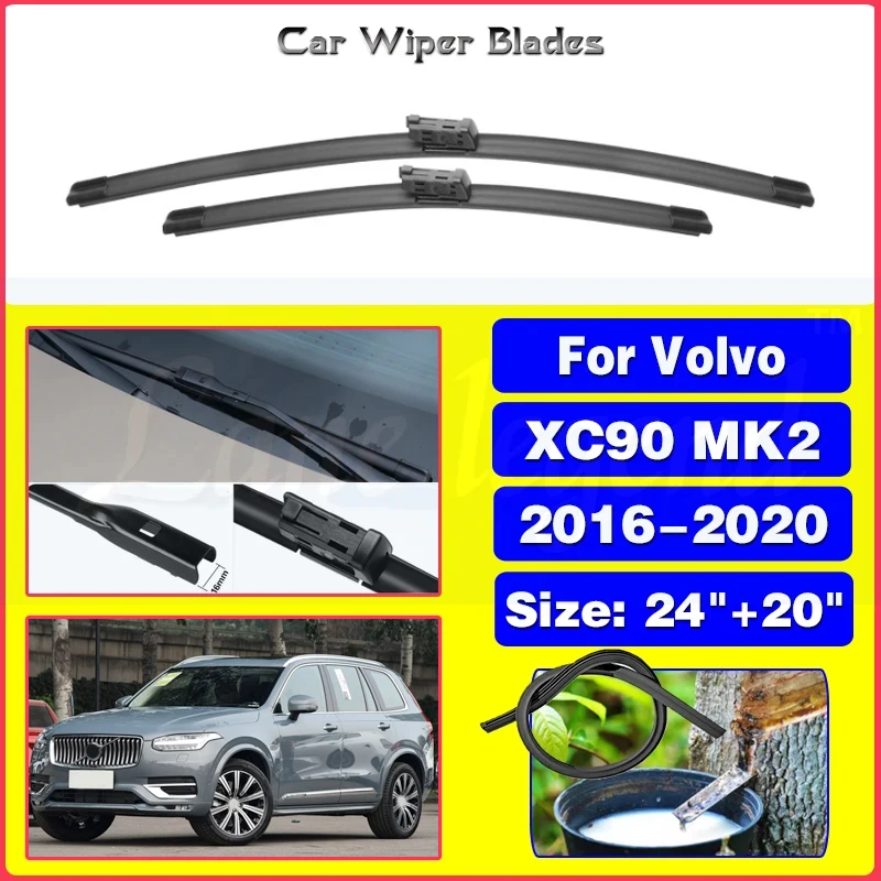 

For Volvo XC90 MK2 2016-2020 Car Accessories Front Windscreen Wiper Blade Brushes Wipers 2020 2019 2018 2017 2016 24"+20"