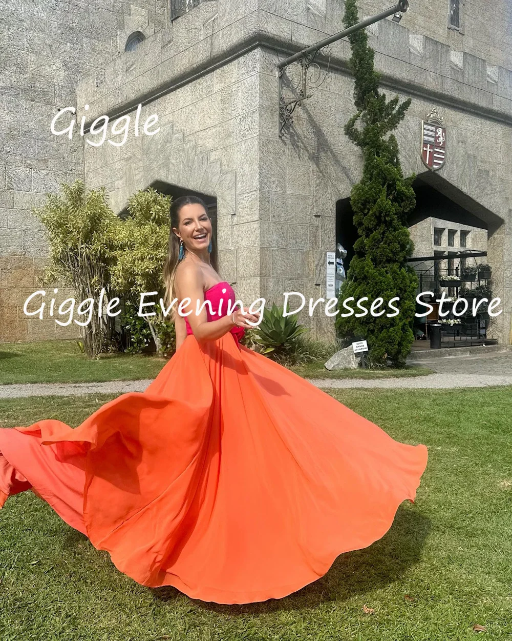 Giggle Satin A-line Strapless Flowers Formal Elegant Prom Gown Floor Length luxury Evening Pretty Party Dresses for Women 2023