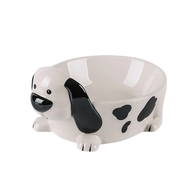 

Creative 3D Dog-Shaped Colored Ceramic Dog Food Bowl, Add Cutlery For Small And Medium Anti-Tip Pets, Painted Pet Bowl