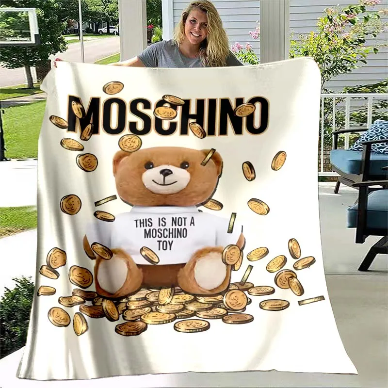 3D M-Moschinos logo Printed Blanket picnic blanket Warm Flannel blankets Soft and comfortable blanket bed linings Birthday Gift