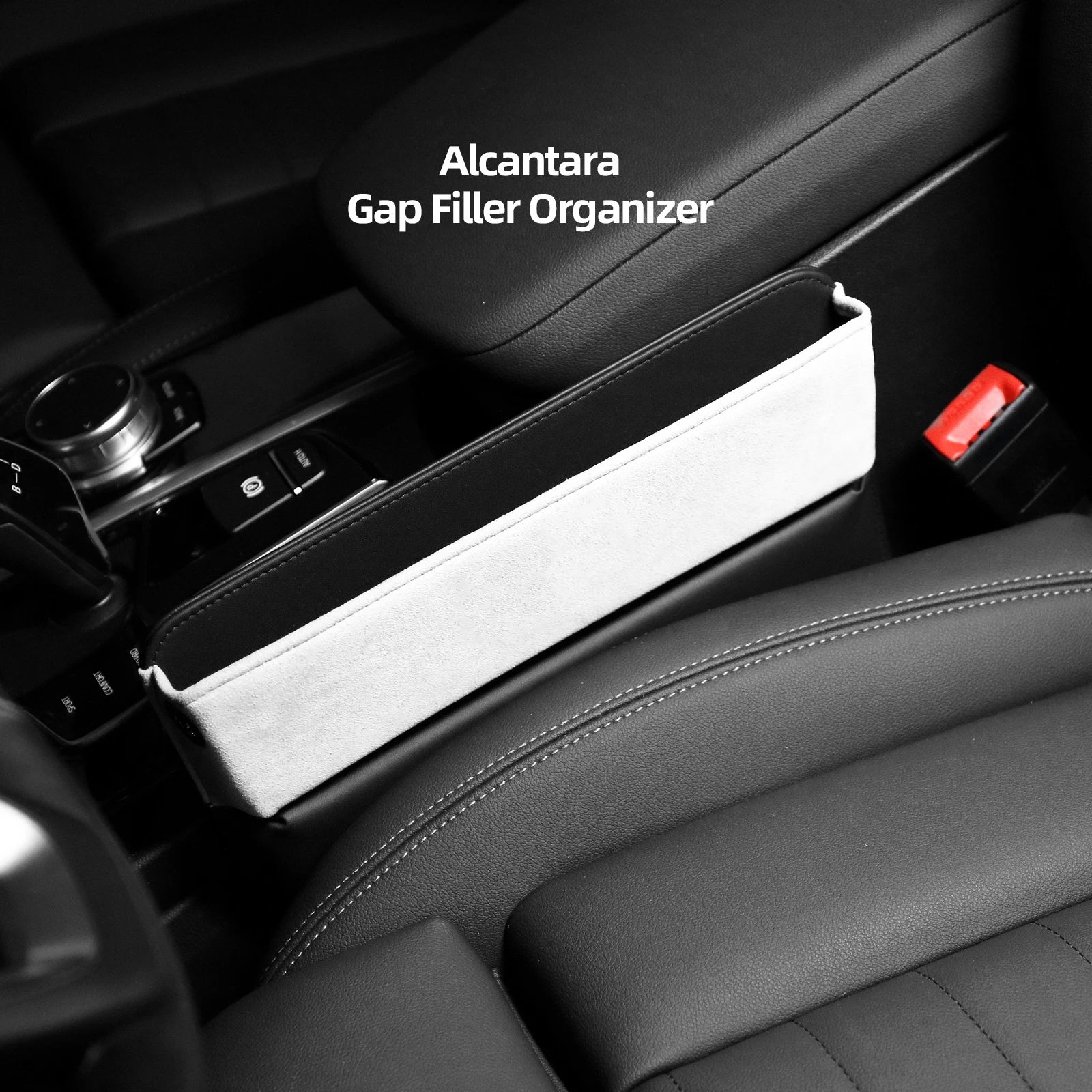 Alfanxi Car Seat Gap Filler Organizer Storage Box Universal Fit  Alcantara Front Seat Gap Filler Fit for Most Vehicles