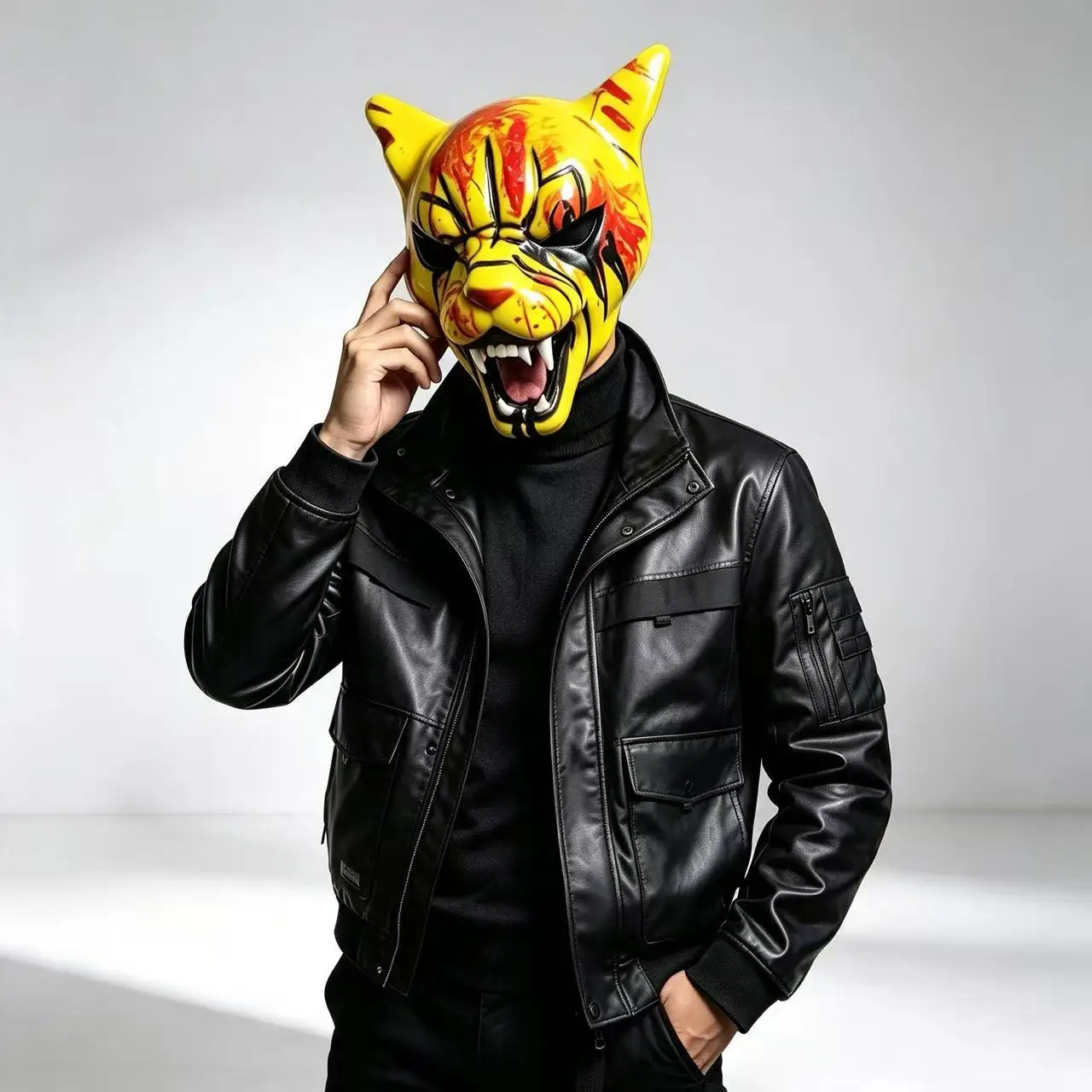 Hotline Miami Tony Tiger Maske Cosplay Lustige Tierkopfbedeckung Horror-Tigermaske für Halloween-Party-Requisite Blutige Tigermaske – Detail 2