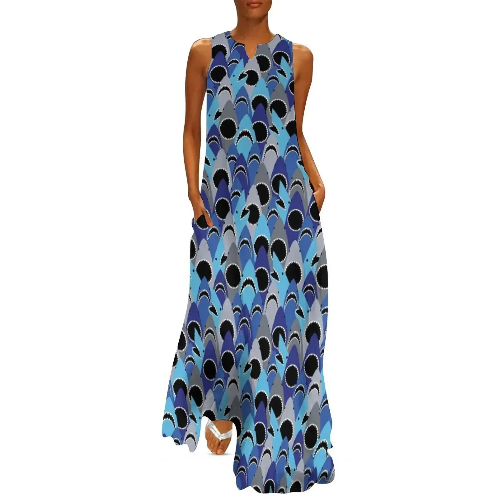 

Shark Jaws Abstrack Long Dress women's evening dresses beach dress womans clothing cocktail dresses Dress