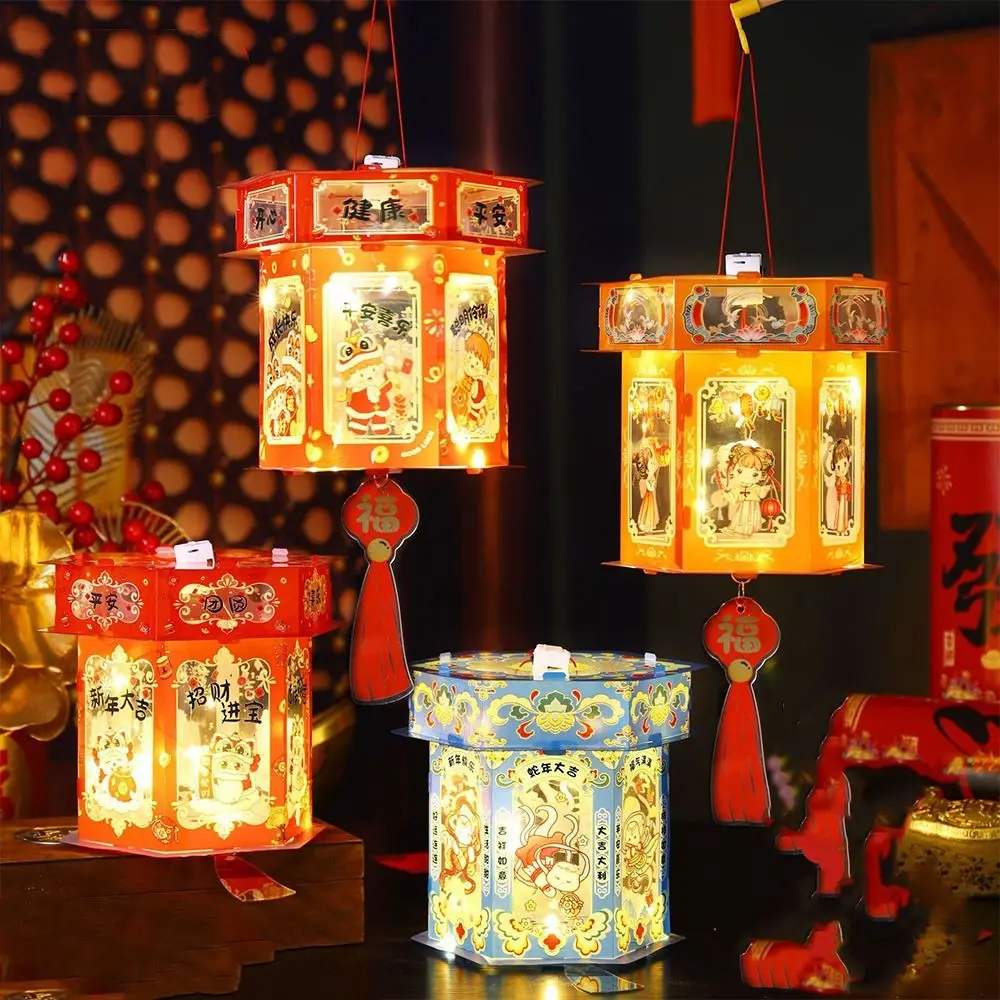 

Chinese Style 2025 Snake Year Portable Lantern Transparent Traditional Handheld Lantern Cartoon PVC New Year Luminous Lantern