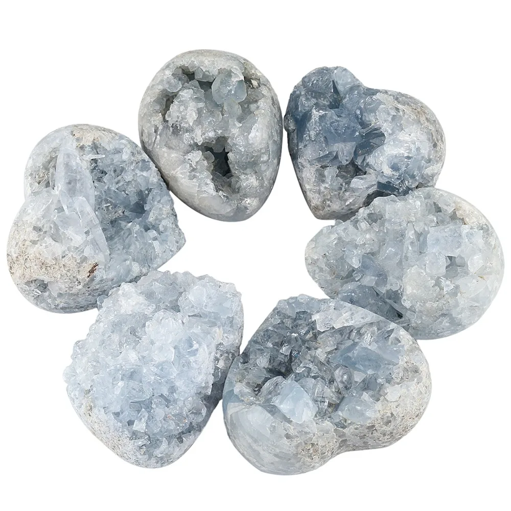 TUMBEELLUWA Natural Blue Mineral Stone Artware Celestite Crystal,Cluster Druzy Specimen,Figurine Sculpture