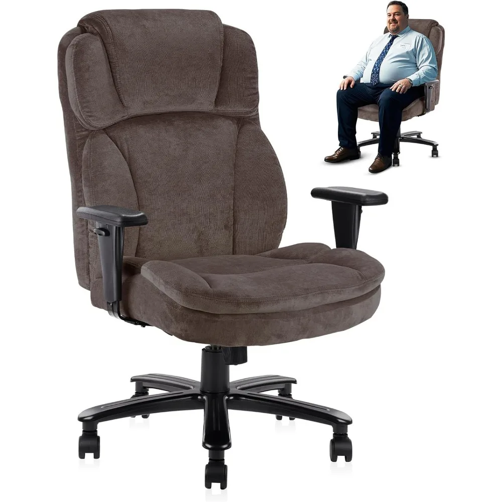 

Big and Tall Fabric Home Office Chair, Extra Wide Seat, Heavy Duty Ergonomic Executive Cloth Desk Chair with Wheels and