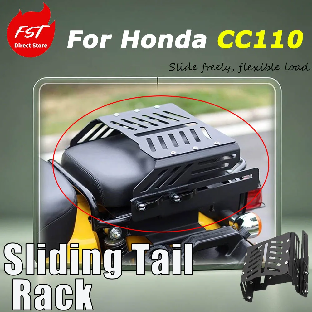 For Honda CC110 Motorcycle Sliding Tail Rack Adjustable Rear Luggage Bracket Cargo Support Mod Accessories