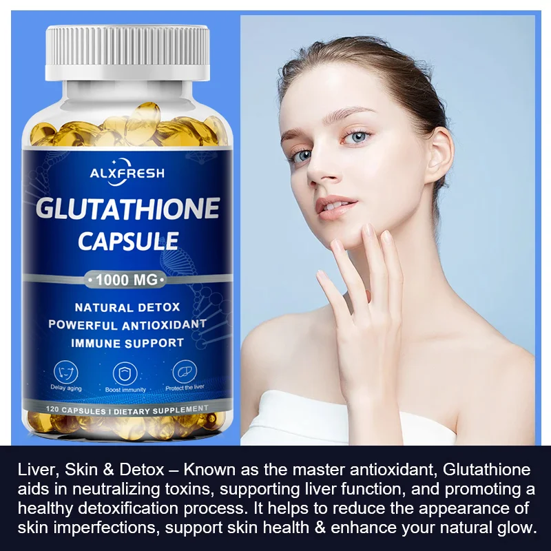 Alxfresh Glutathione Capsules for Antioxidant, Detox, Immune System Skin Beauty, Liver Health Support Supplement