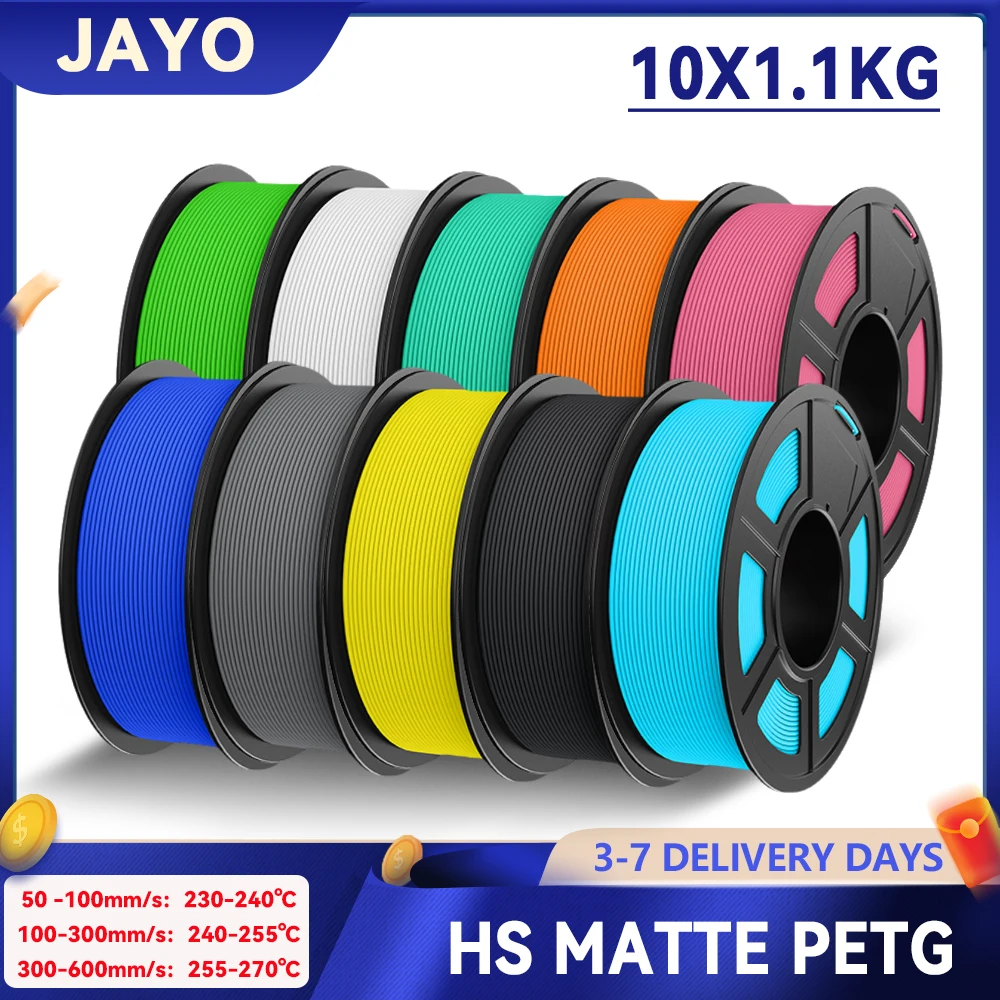 JAYO 10 rolek 3D High Speed Matte PETG Filament 1.75mm 30mm/s – 600mm/s Zakres Druku Szybki Filament PETG 3D…