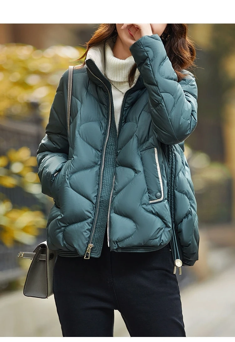 

New 2023 Winter Autumn And Women's ClothingStand-up Collar down Jacket Contrast Color Bread Coat 1024