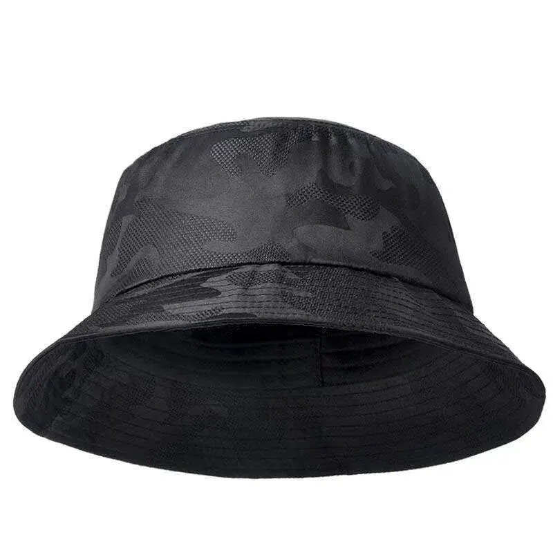 Unisex Black Camouflage Light Plate Bucket Hats Hip Hop Fishermen Caps Outdoor Casual Cap Sunscreen Hat