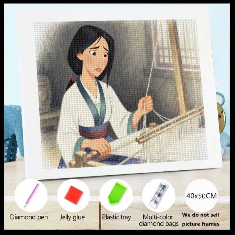 

1 шт. Disney Mulan 5D DIY комплект алмазной живописи, полная дрель плетения сцена кристалл драгоценный камень искусство, 40x50 см блестящий домашний декор стены для рекламы