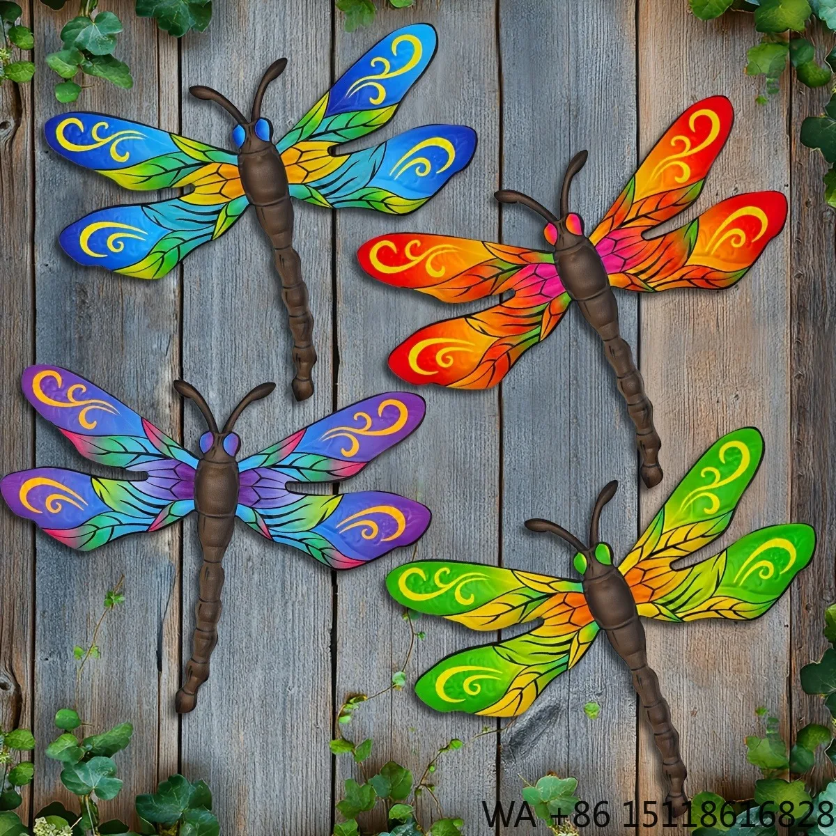 4 Stainless Steel Dragonfly Sculpture Metal Handicraft Wall Decorations Fade Resistant Hanging Figurines for Garden Fence Yard
