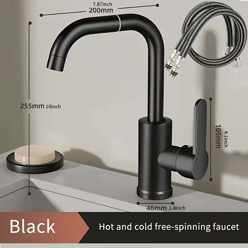 Stainless Steel Swivel Faucet Set 360-Degree Rotating Bathroom Sink Faucet with Separate Hot And Cold Control Built-In G1/2 in