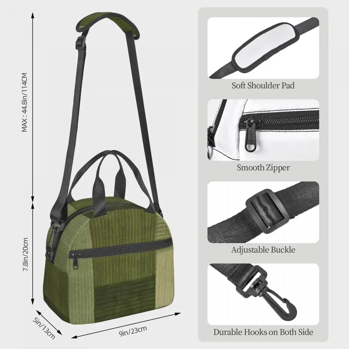 Corduroy Sage Green Pattern Insulated Lunch Bag for Kids School Cooler Thermal Box Tote Portable Lunch Boxes