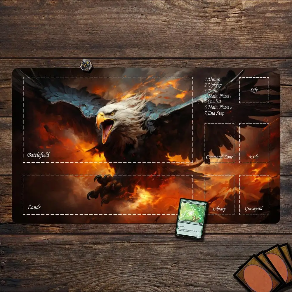 

Magic Playmat card gaming mat with zone Digital art eagle mtg playmat Desk Mat gamer keypad expansion mousepad office pad