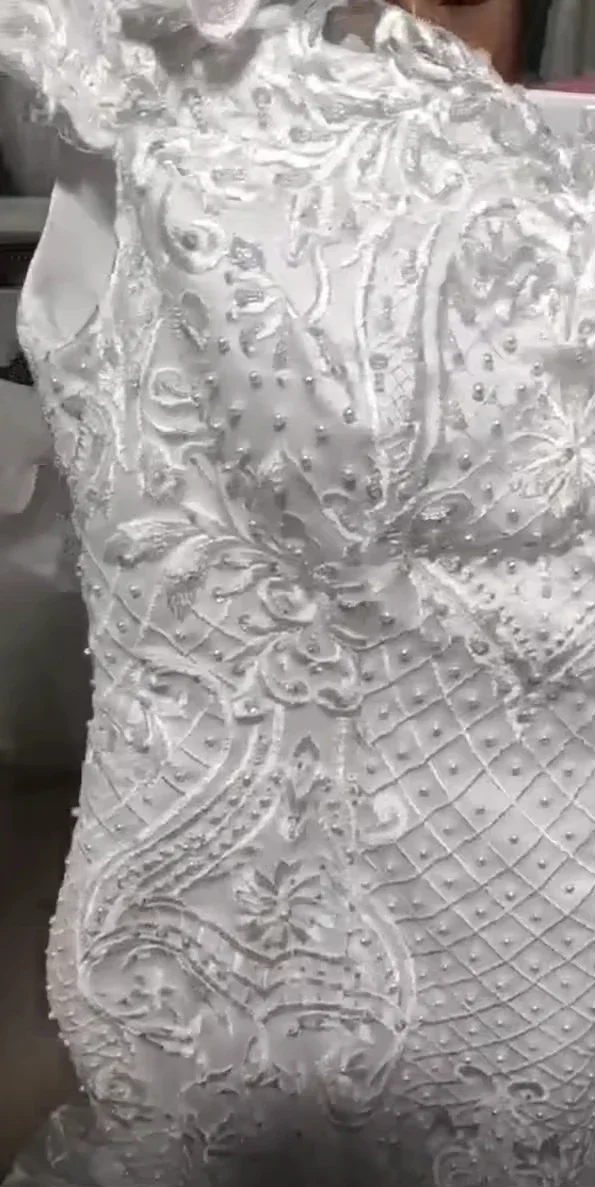 맞춤형 오프숄더 반팔 플러스 사이즈 화이트 샴페인 아프리칸 머메이드 웨딩 드레스