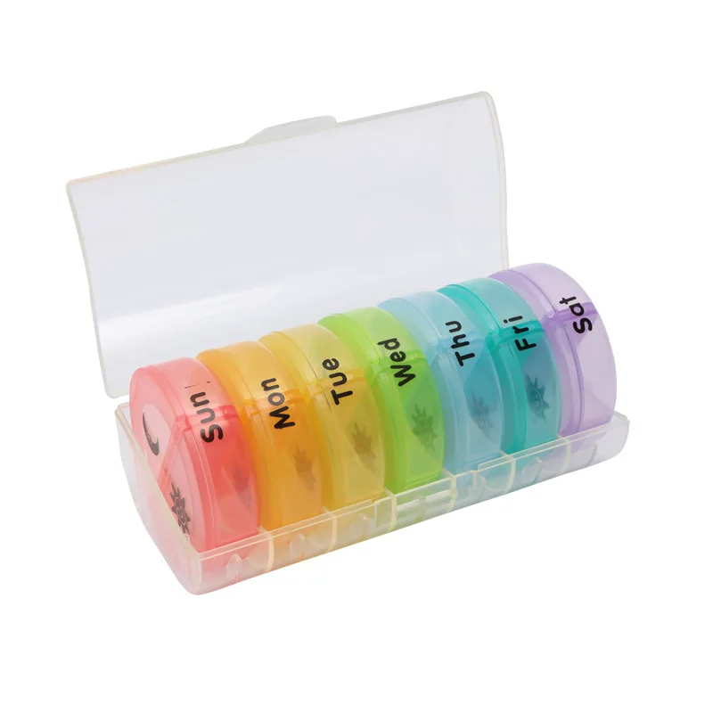 7 Days Daily Pill Box for Medicine French Holder Drug Case Weekly Pill Organizer Tablet Container Waterproof Secret Compartments