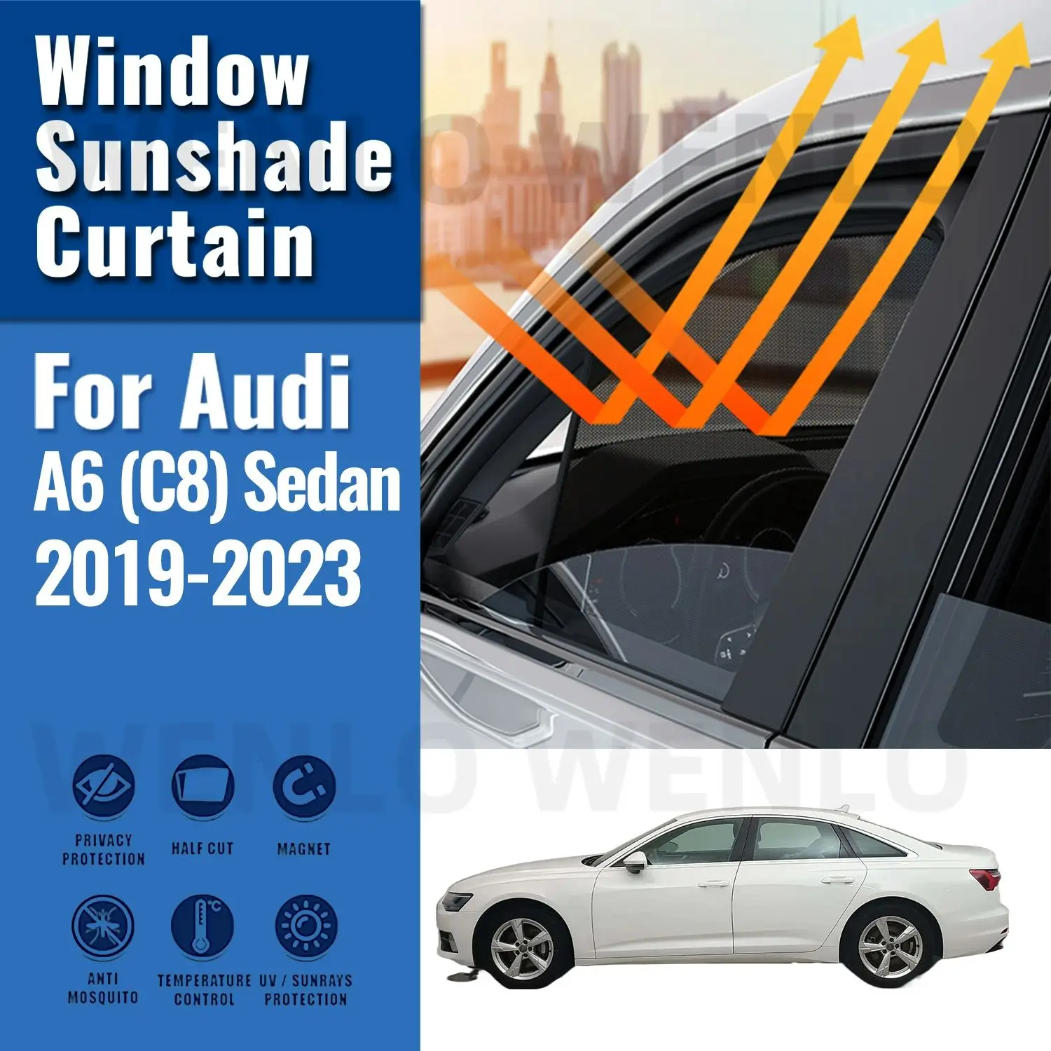 

For Audi A6 C8 Sedan 2019 2020 2021 2022 2023 Car Sunshade Shield Front Windshield Frame Curtain Rear Side Window Sun Shades