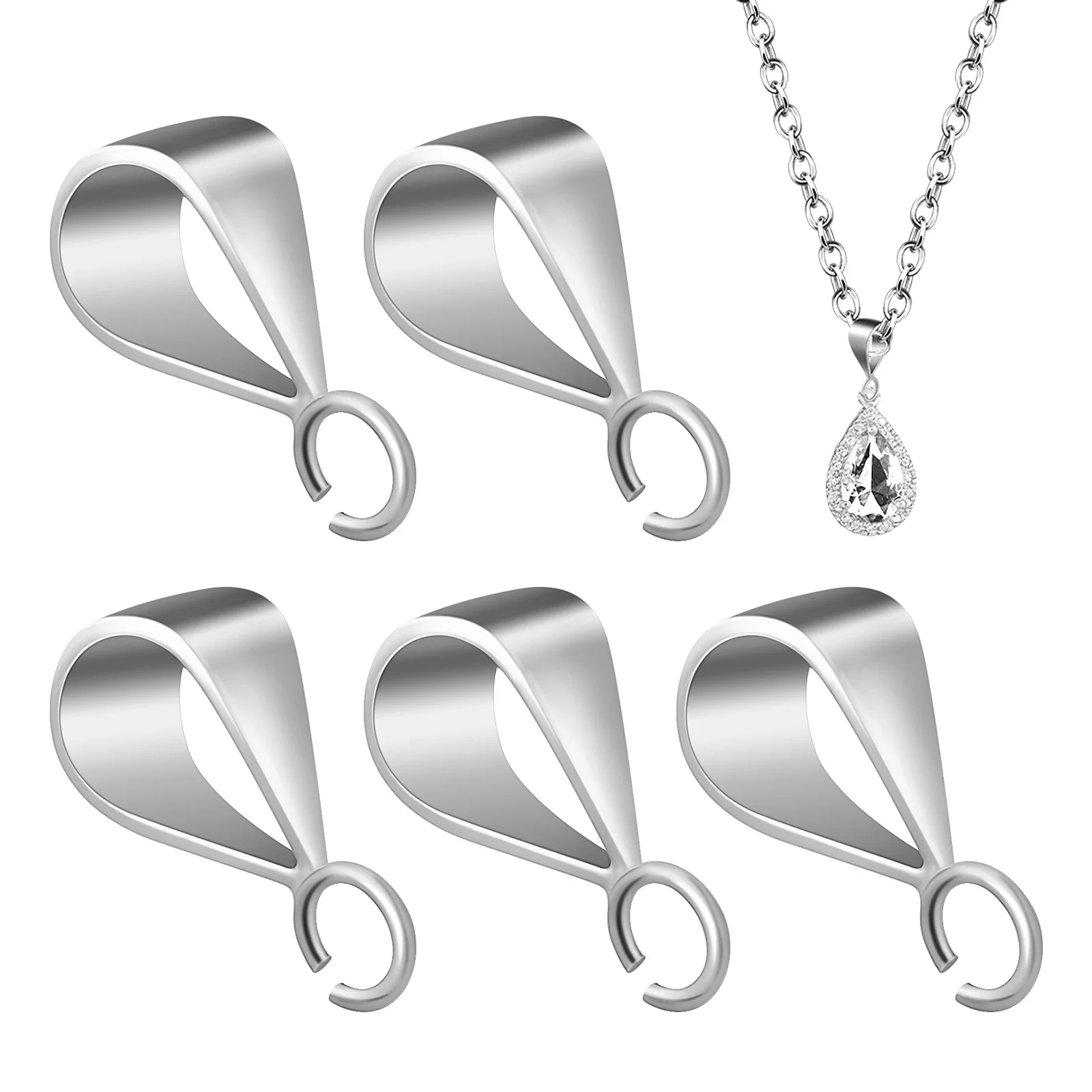 

5 Pcs Button Jewelry Findings Clasps Charm Connector Charms for Necklaces Barrel 925 Silver