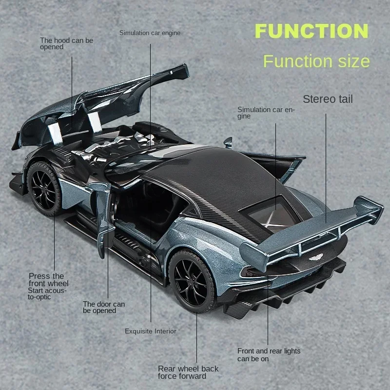 1:32 Aston Martin Vulcan Supercar Model With Sound Light Children Boy Car Gift Birthday Collection Home Decor Miniature Voiture