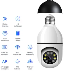 Wifi E27 Bulb Surveillance Camera 1MP Night Vision Automatic Human Tracking Digital Zoom Video smart home Security Monitor