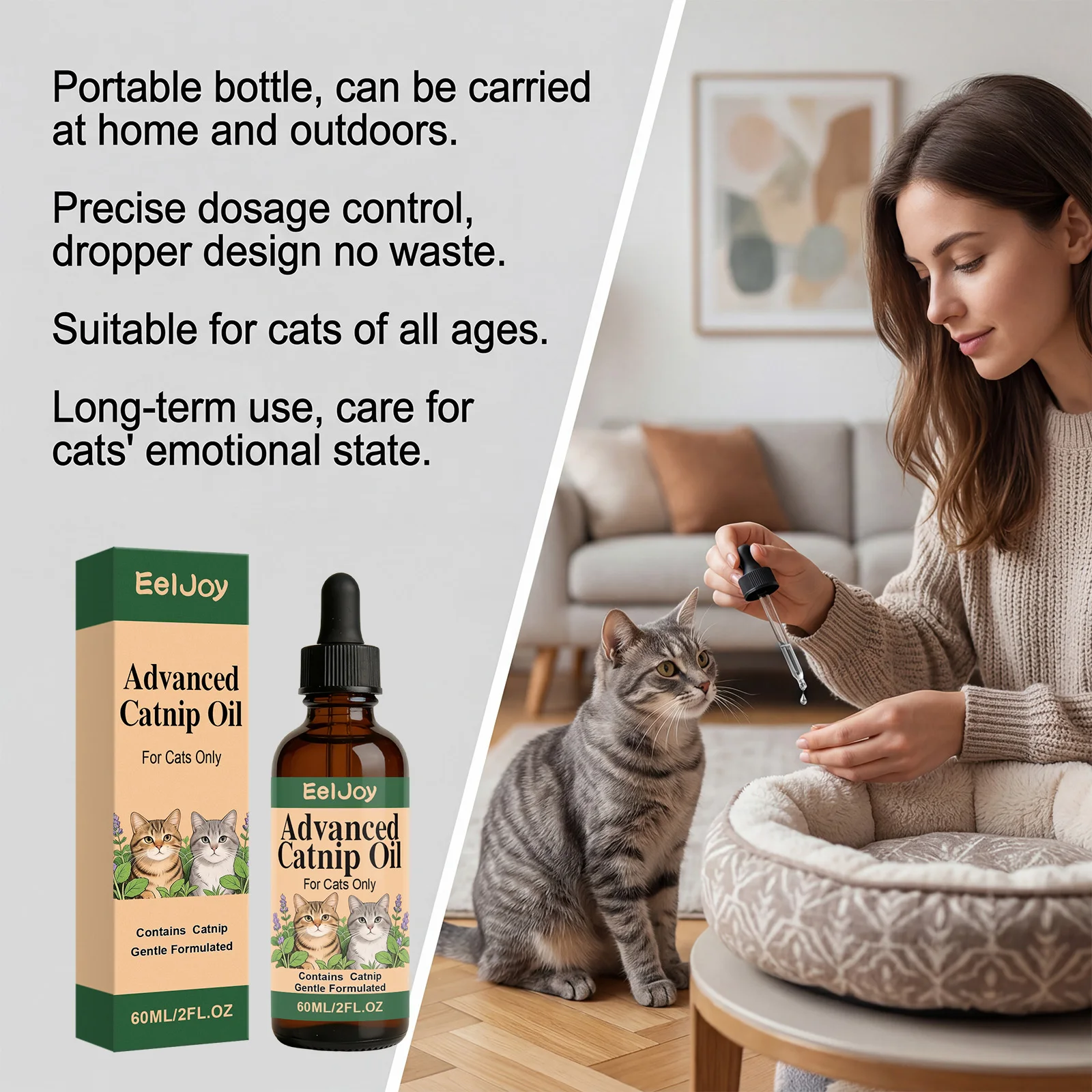 Catnip Oil Drop Natural Calm Supplement For Cat Relieve Stress Anxiety Mood Balance Reduce Destructive Behaviors Cat Sooth Drops