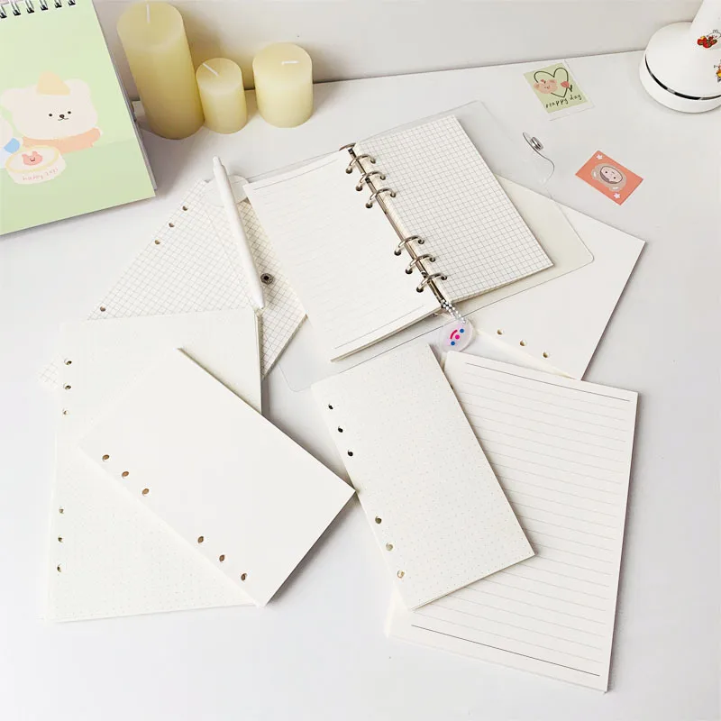 A6 45 Sheets Loose-Leaf Book Inner Page Checkered Horizontal Line Blank Plan Hand Book Paper Stationery 9.4*17.1cm