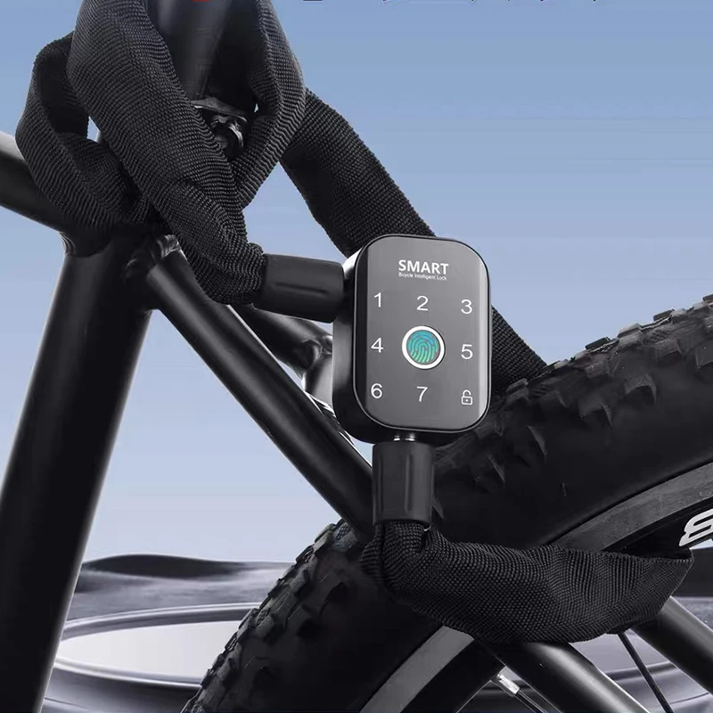 Wheel Smart Key Cycling Fingerprint Unlock Scooter Chain With Bicycle Cable Anti-Cutting Bike Electric Motorcycle Password Lock